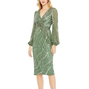 MAC DUGGAL women’s 5573 Bishop Sleeve Beaded Dress